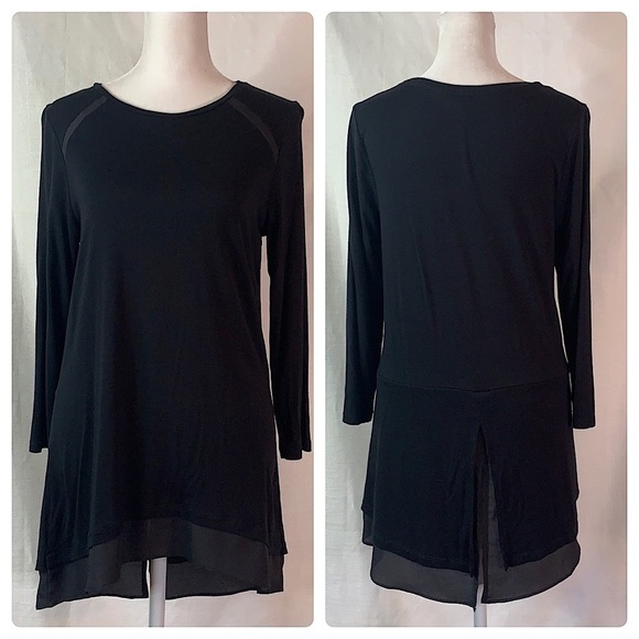 The Limited Tops - The Limited Black Tunic Length Split Back Top